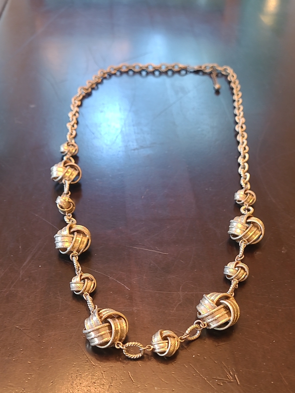 Gold-Tone Knot Ball Necklace
